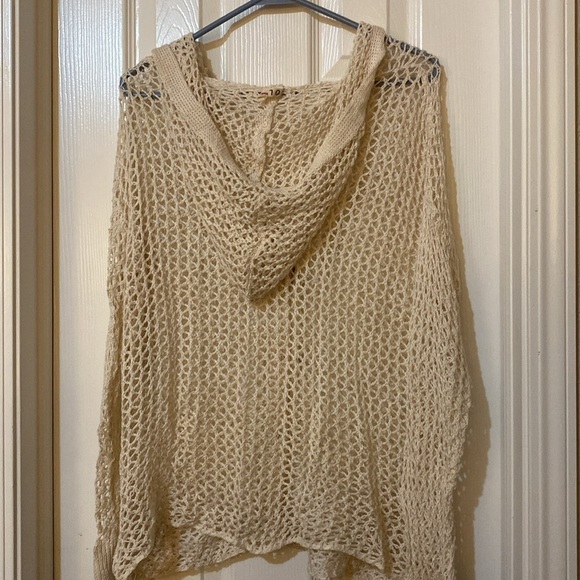 POL Cream open weave lace knit button up cardigan hoodie sweater size Medium - Picture 3 of 7